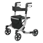 Andador 4 Rodas Encosto Cadeira Assento Dobrável Alumínio Não Enferruja Freios Suporta 130kg Idoso Adulto Ortopédico Ergonômico Caminhada Altura Regulável Cesta Porta Objeto Reabilitação Pós Cirurgia - Imagem 3